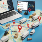 Real-time fleet management system in Guam showing vehicle tracking, asset monitoring, and route optimization on a digital dashboard.